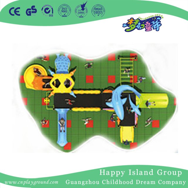 Karikatur-Kinder galvanisierter Stahlspielplatz mit Ozean-Tier (HG-9801)