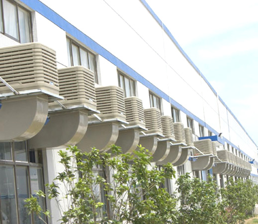 Evaporative Air cooler with bottom outlet for greenhouse