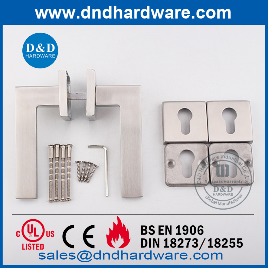 Mejor Manija de Puerta Interna de Rosa Cuadrada de Acero Inoxidable Personalizada-DDSH037