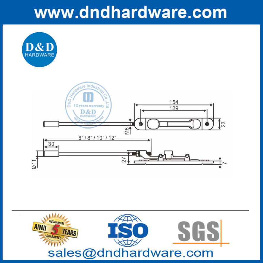 Perno de descarga manual de aleación de zinc de seguridad para puerta de metal-DDDB018-B