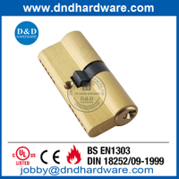 Cilindro de puerta doble con acabado de latón macizo EN 1303 Cerradura-DDLC003