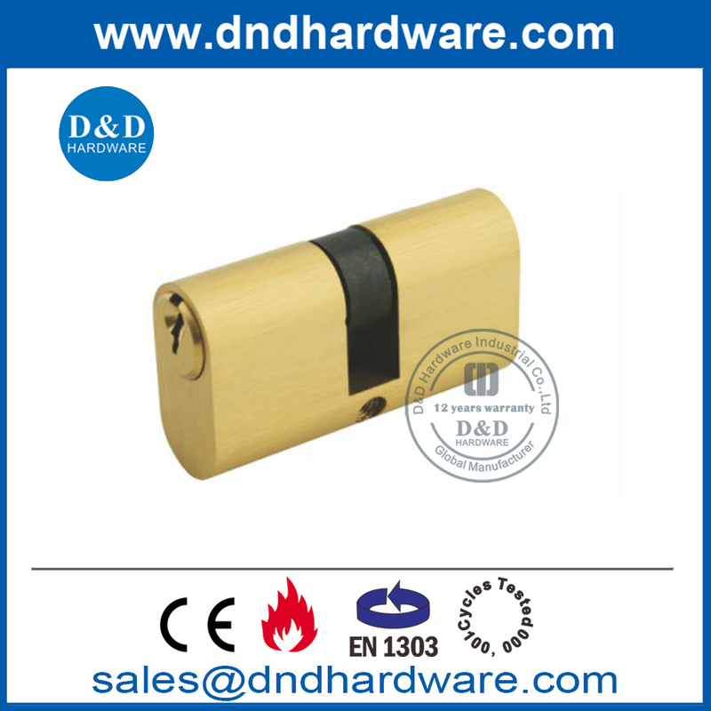Cilindro doble ovalado de latón euro para puerta de madera-DDLC008
