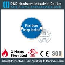 Placa de señalización circular de indicación de puerta de incendio SUS304 para puertas de madera -DDSP007