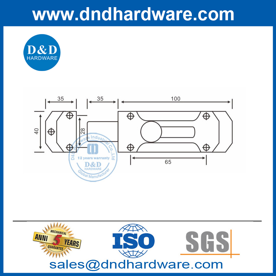 Perno de puerta tipo barril deslizante de seguridad de aleación de zinc para trabajo pesado-DDDB025