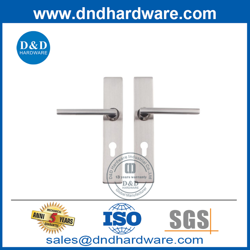 Manija de puerta de esquina cuadrada SS304 en placa posterior para puerta interna-DDTP007