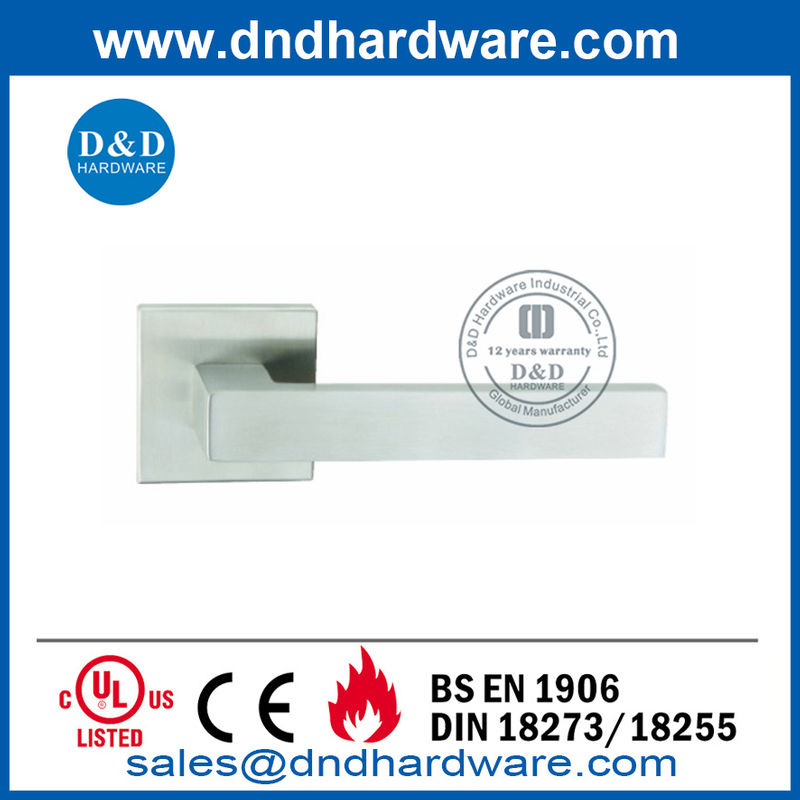 Manija de palanca de puerta interna con roseta cuadrada SS304-DDTH019