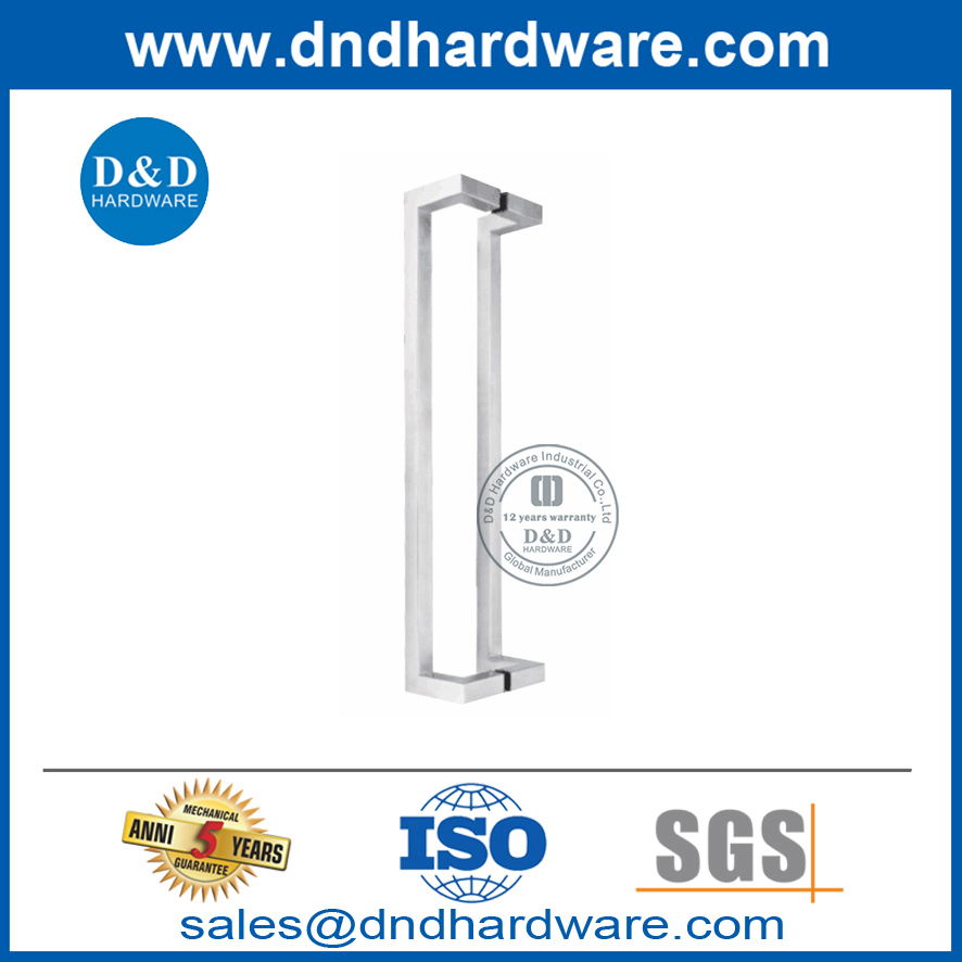 Tirador de acero inoxidable en forma de T cuadrada para puerta de vidrio exterior-DDPH016