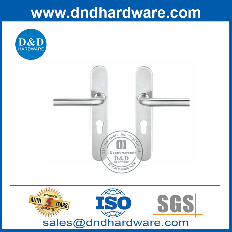 Manija de palanca de tubo de acero inoxidable de esquina redonda con placa-DDTP003