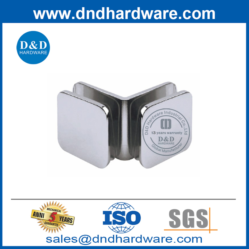Abrazaderas de vidrio de 90 grados de seguridad AISI 304 para puerta de vidrio de ducha-DDGC005