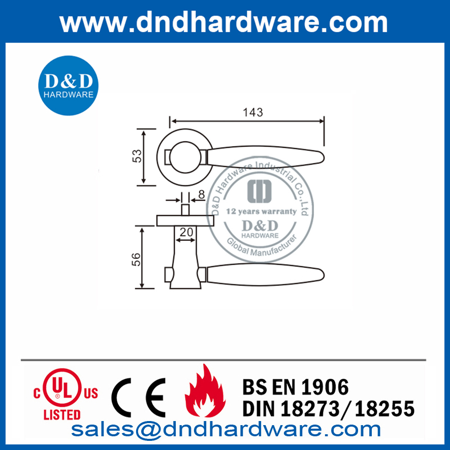 Tirador de puerta compuesto de metal SUS316 de seguridad sin cerradura-DDSH042