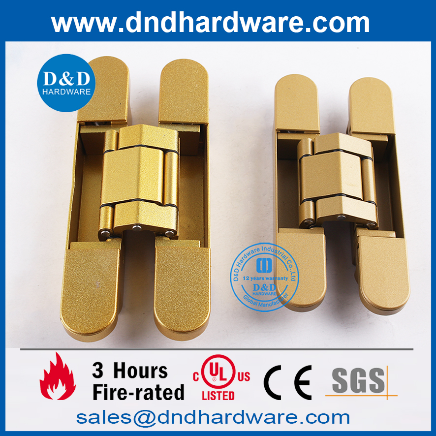 Bisagra de puerta pesada invisible de aleación de zinc dorado con ajuste 3D-DDCH008-G120