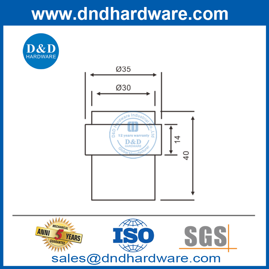 Topes decorativos para puerta de piso de caucho de acero inoxidable-DDDS010