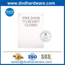 Placa de sinalização de aço inoxidável de assinatura de porta corta-fogo de 1,5 mm de espessura-DDSP010