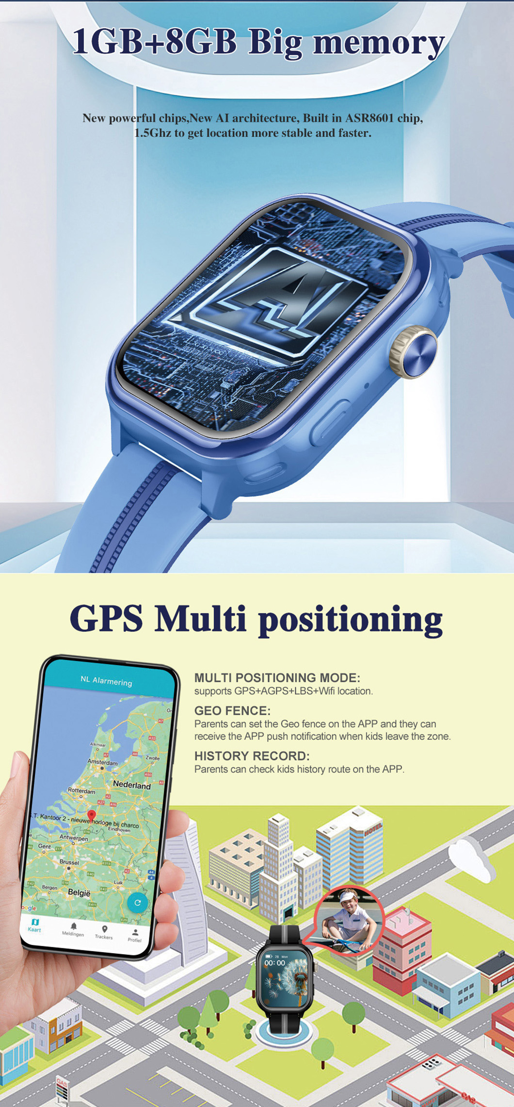 C&aacute;mara oculta AI 4G Reloj GPS para ni&ntilde;os P42