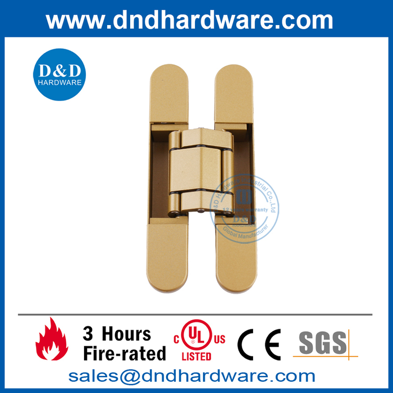 Bisagra de puerta pesada invisible de aleación de zinc dorado con ajuste 3D-DDCH008-G120