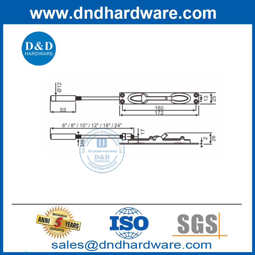 Perno de seguridad manual de acero inoxidable para puerta exterior-DDDB012-B