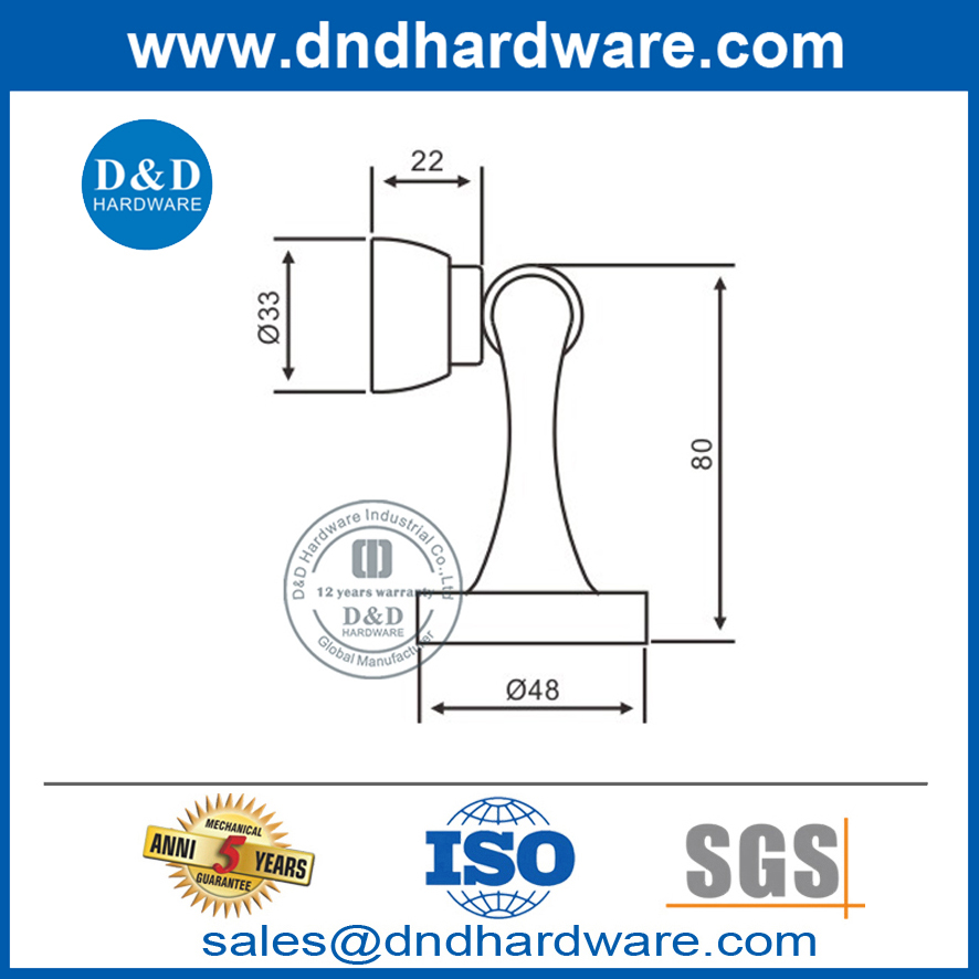 Soporte magnético fuerte para puerta de acero inoxidable montado en el piso-DDDS028