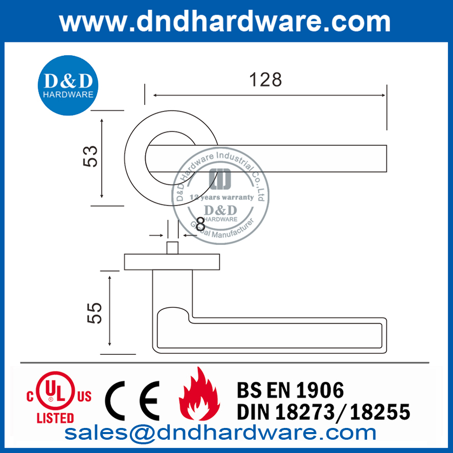 Venta caliente SUS304 muebles de puerta sólida palanca Handle-DDSH023