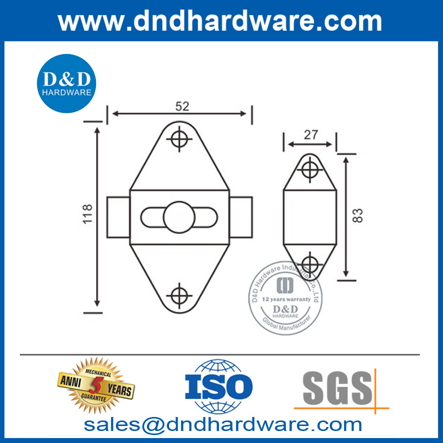 Perno de puerta interior de accesorios Hardare de acero inoxidable Guard-DDDG007