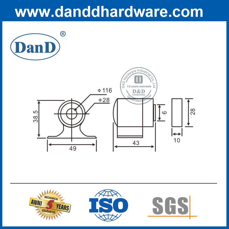 Soporte magnético comercial para puerta de piso de aleación de zinc para Security-DDDS033