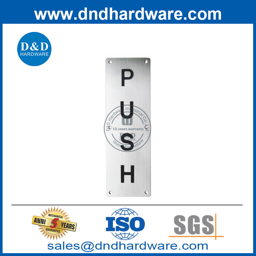 Placa de señal de empuje de acero inoxidable de tipo redondo para puerta exterior-DDSP006