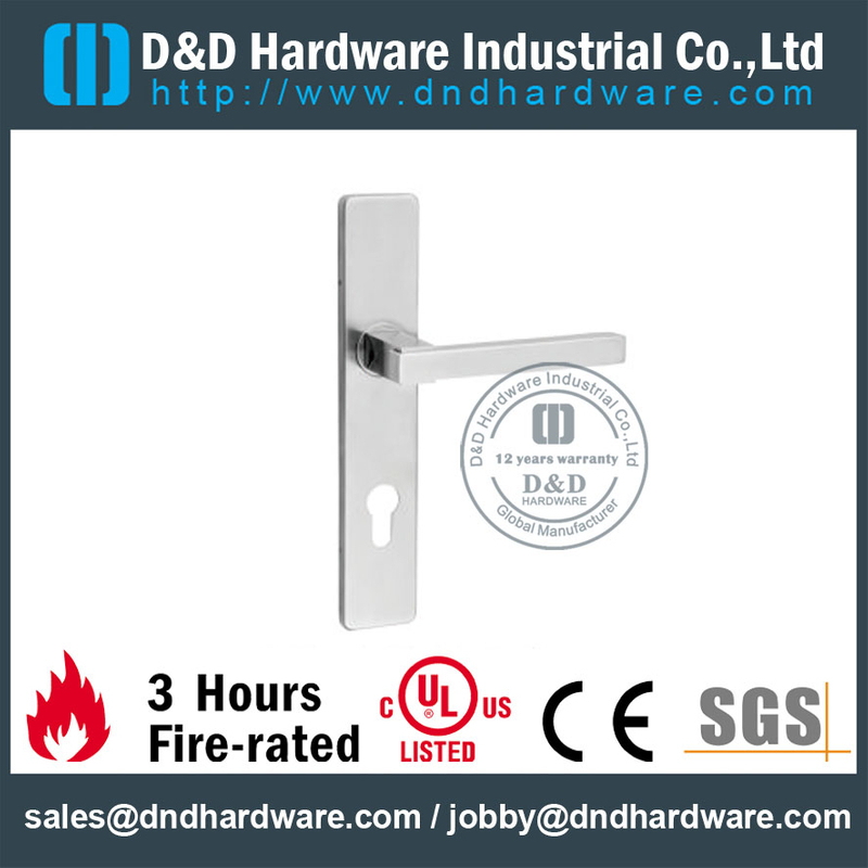 Manija de forma cuadrada hueca de acero inoxidable 304 con placa para puerta de oficina-DDTP004
