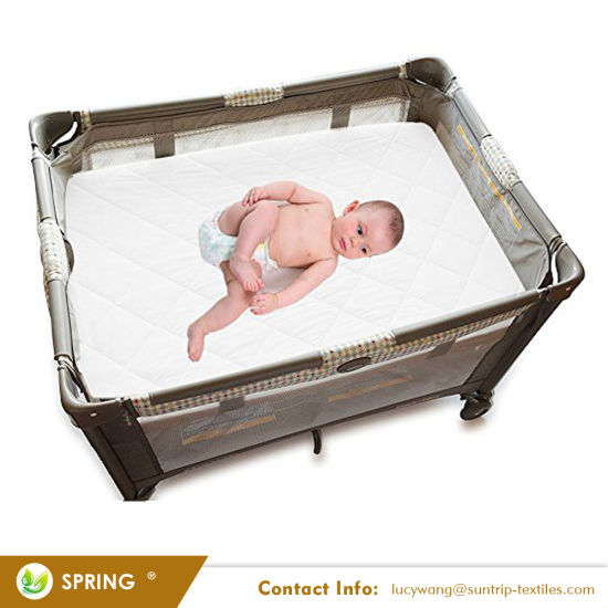 Super Soft Made with Eco-Friendly Bamboo Rayon Fiber Waterproof Fitted Quilted Baby Crib Mattress Protector Pad