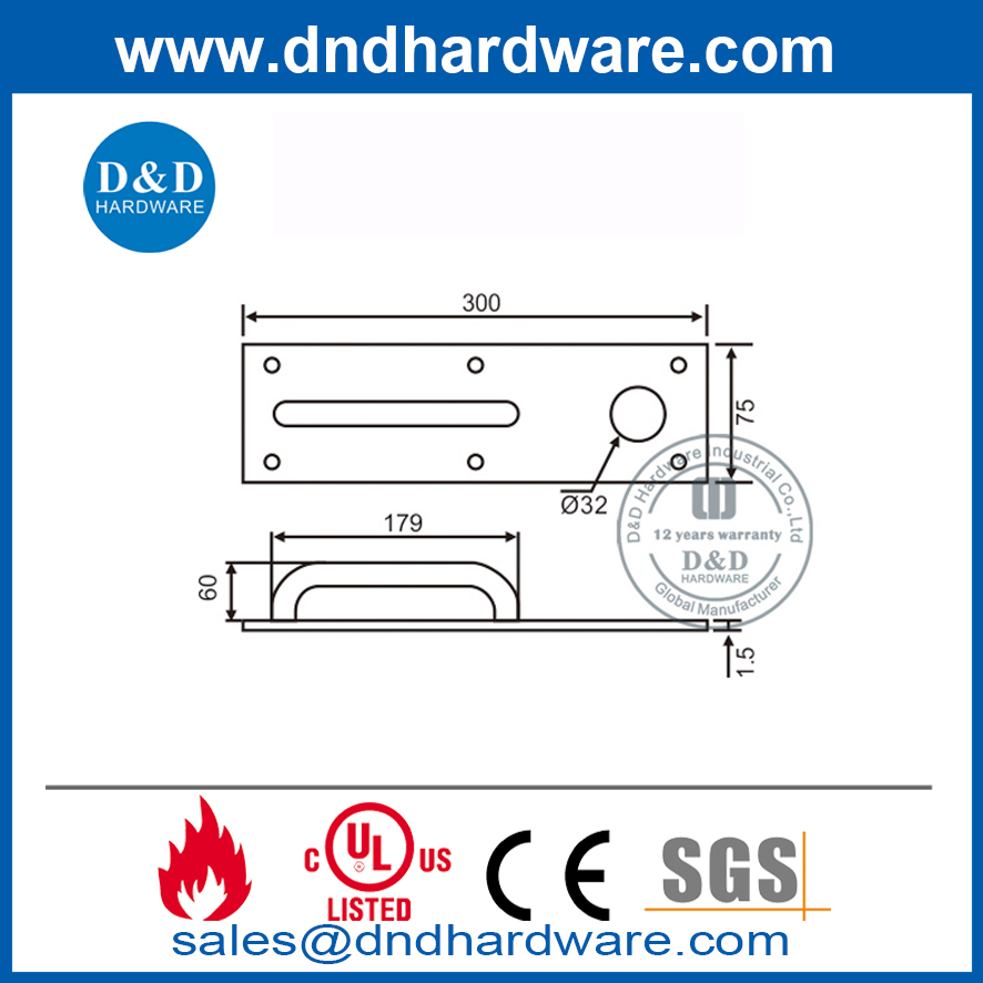 Placa de extracción de pestillo de noche de acero inoxidable moderno-DDPD011