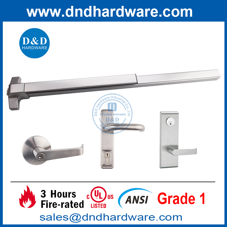 Dispositivo de salida de borde de acero inoxidable ANSI UL Herrajes para puertas cortafuegos -DDPD003