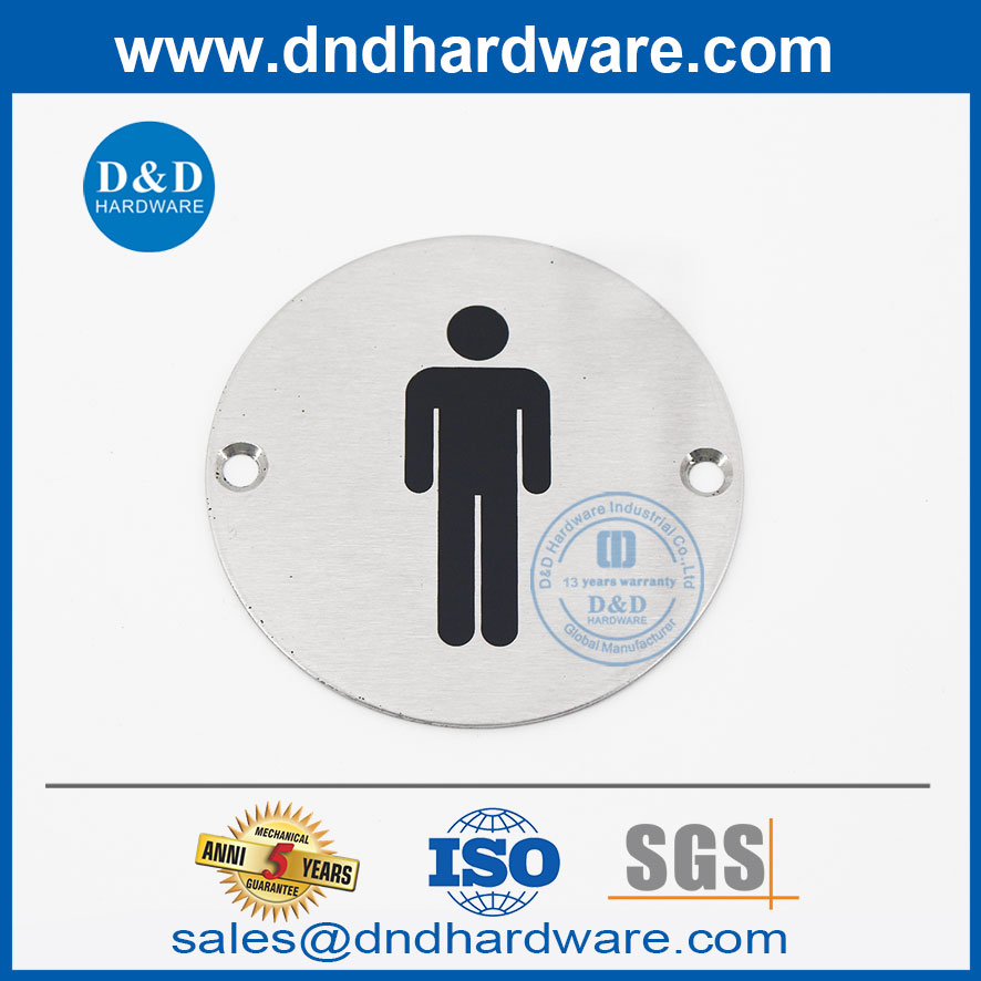 Placa de señal de puerta de baño de baño masculino de acero inoxidable-DDSP001