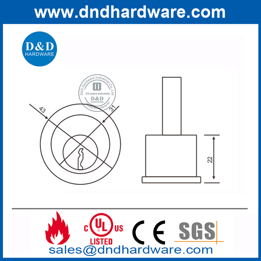 Dispositivo de salida de pánico de aleación de zinc Cylinder-DDPD020