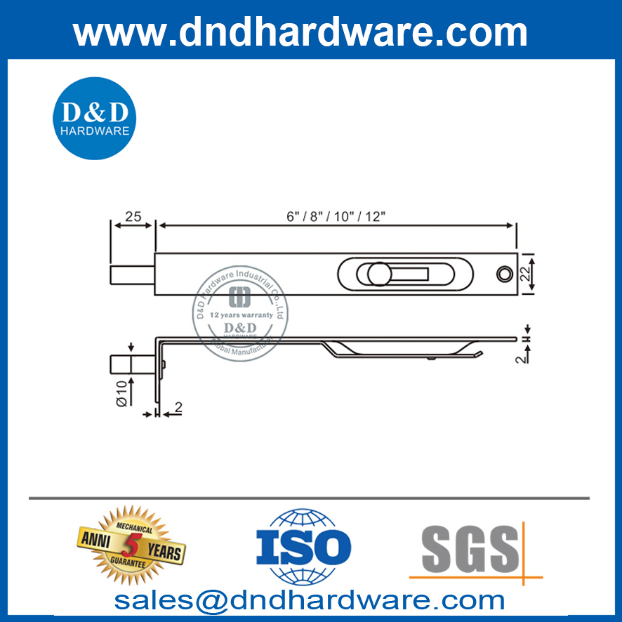 Perno-DDDB005 de puerta a ras de clavo de seguridad residencial de acero inoxidable