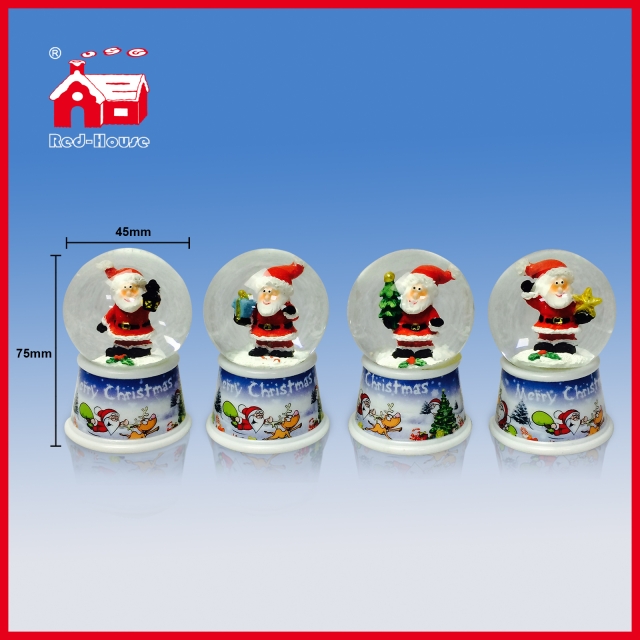 Printed Base Water Snow Globe Christmas Santa With LED Lights Blowing