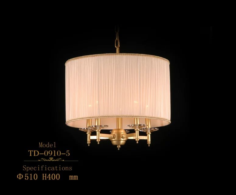Iluminación pendiente de cobre amarillo europea para el dormitorio del hotel (TD-0910-5)