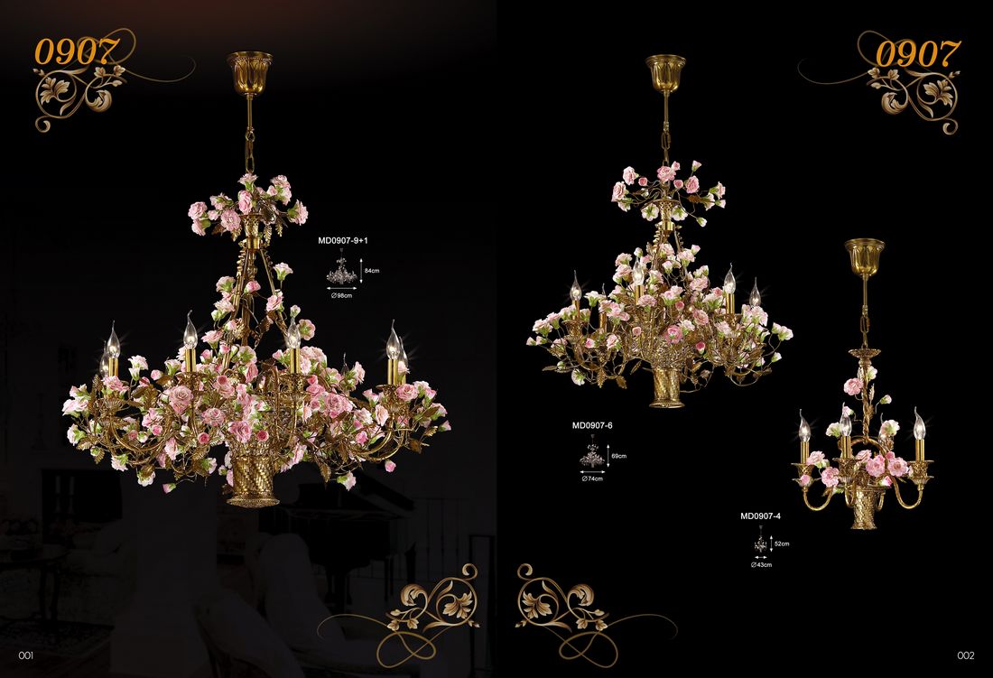 Элегантная классическая настольная лампа из латуни с цветочным оформлением (KAMT0907-6)