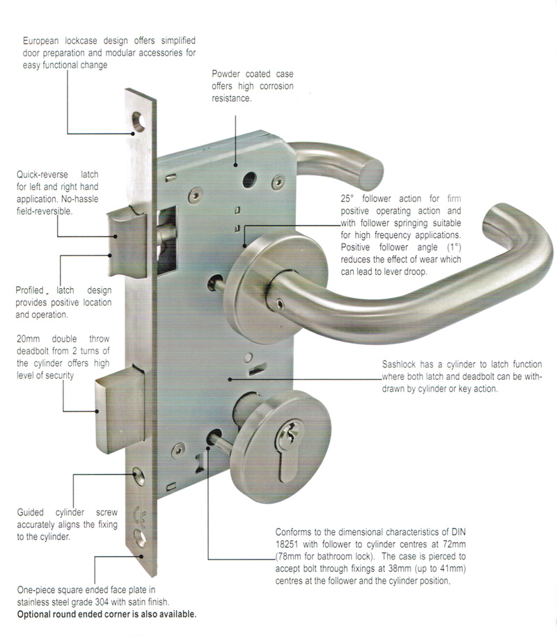 85mm Centre DIN Quality Mortise Entry Lock for Single Door-DDML018 ... 85mm Centre DIN Quality Mortise Entry Lock for Single Door-DDML018 ...