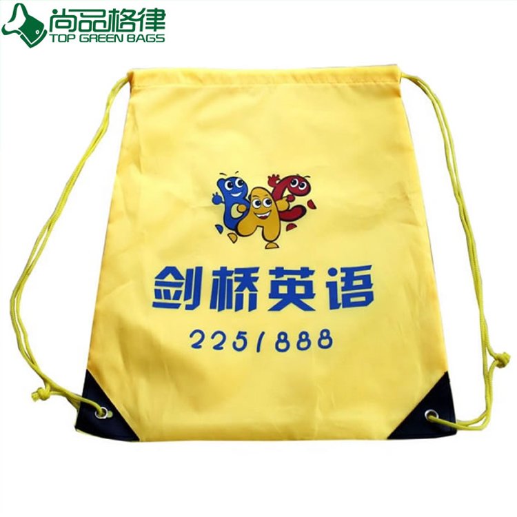 210d Polyester Drawstring Backpack with Front Zipper Pocket (TP-dB059)