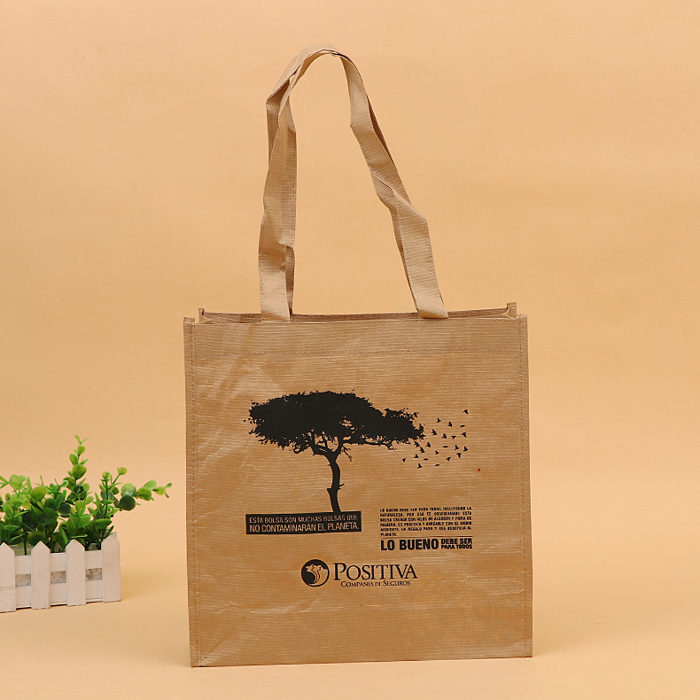 New product anti tear reusable brown quadrillage paper tote bag