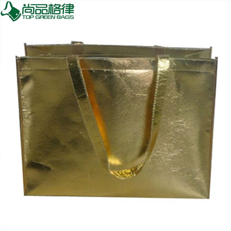 Custom Made PP Nonwoven Gold Foil Laminated Bag (TP-LB306)