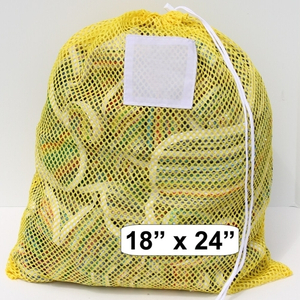 Yellow Blue Mesh Net Draw String Laundry Bag