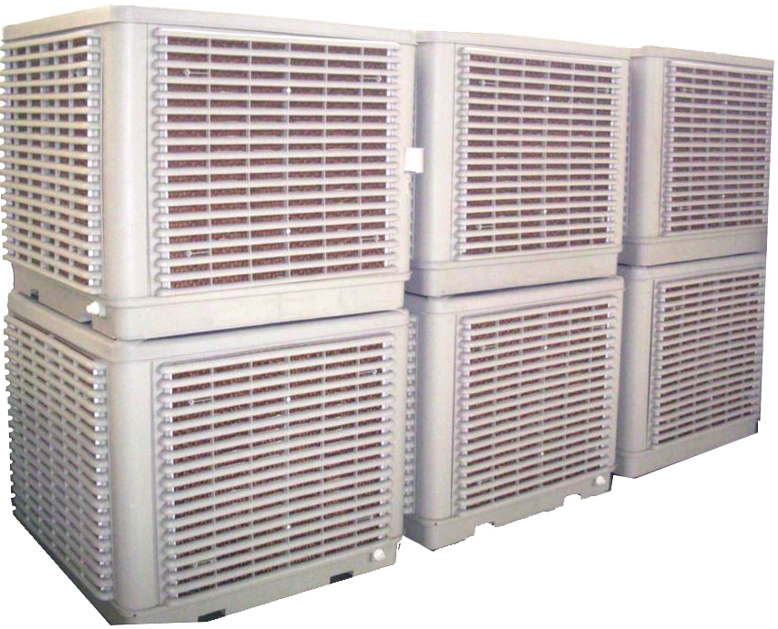 Evaporative Air cooler with bottom outlet for greenhouse