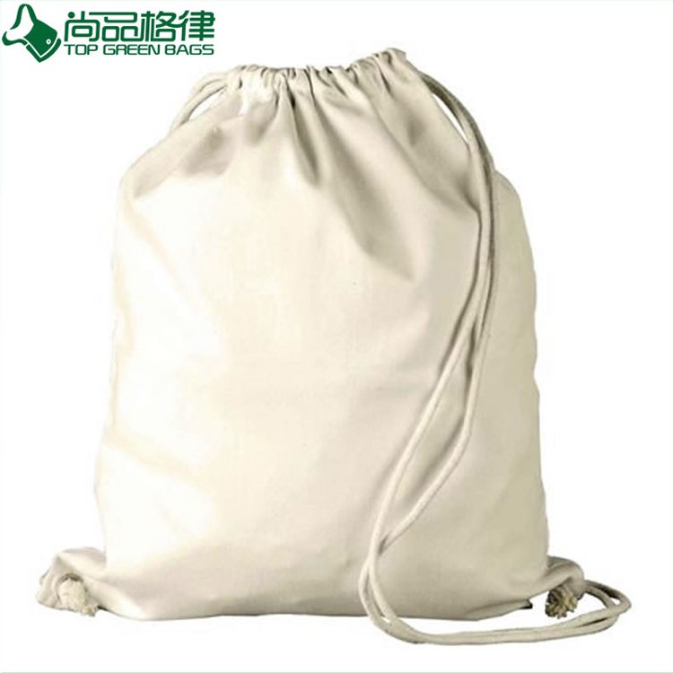 Natural White Cotton Canvas Drawstring Backpack (TP-dB183)