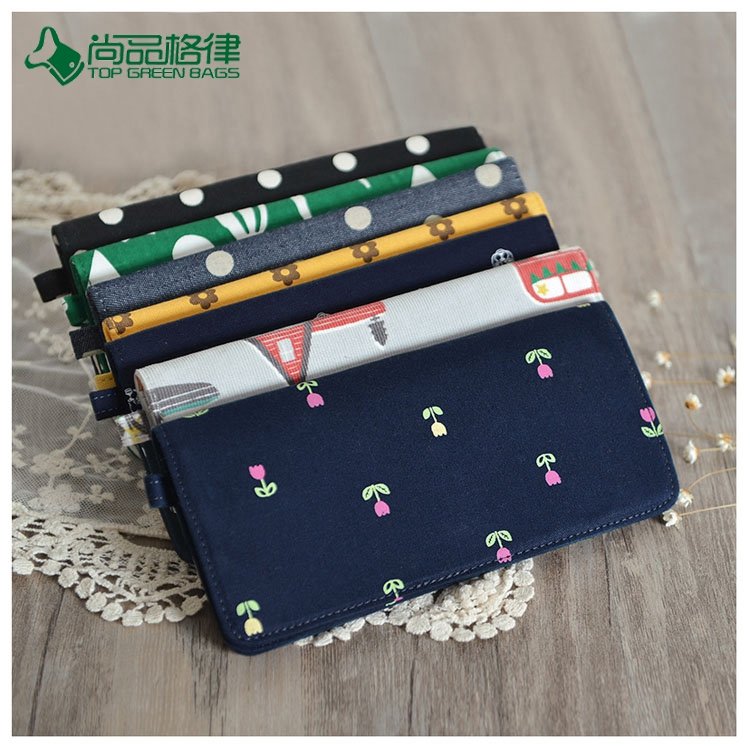 Custom High quality Canvas Floral Pattern Folder Long Coin Purse Bags