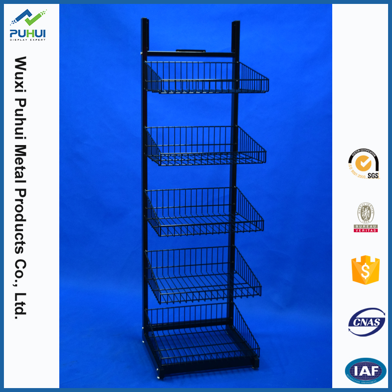 Metal Adjustable Wire Basket Display Rack (PHY3027)