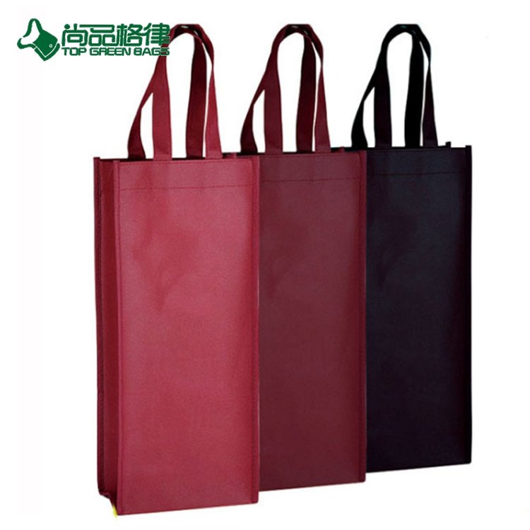 Customized Non Woven Single Bottle Bag Gift Wine Tote Bags (TP-WB124)