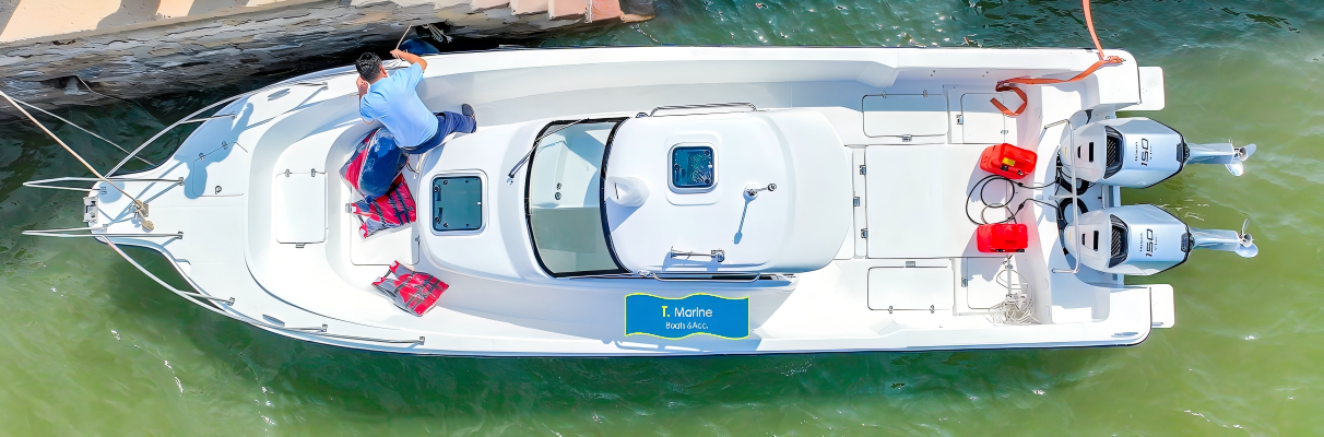 Thuyền đ&aacute;nh c&aacute; sợi thủy tinh Times Marine 30 feet c&oacute; cabin