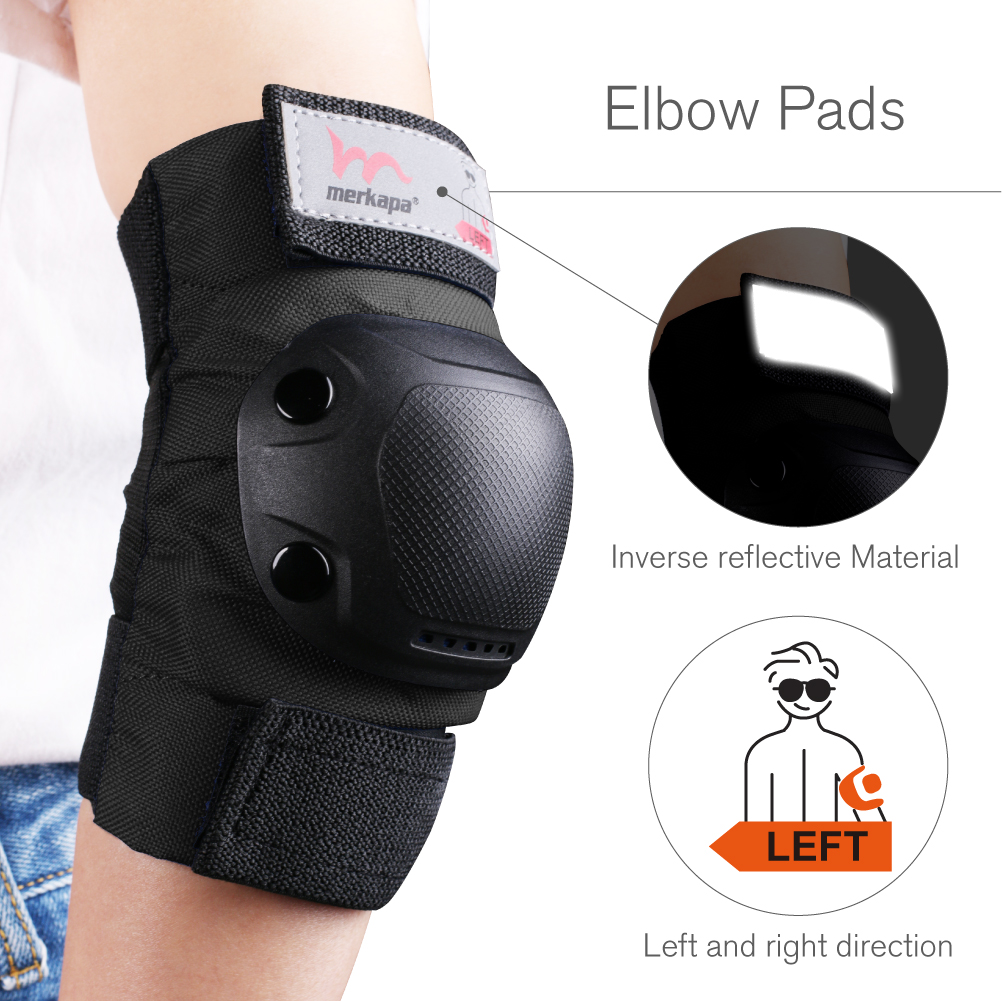 Merkapa Knee Pads Elbow Pads Wrist Guards 3 in 1 Protective Gear for Kids 