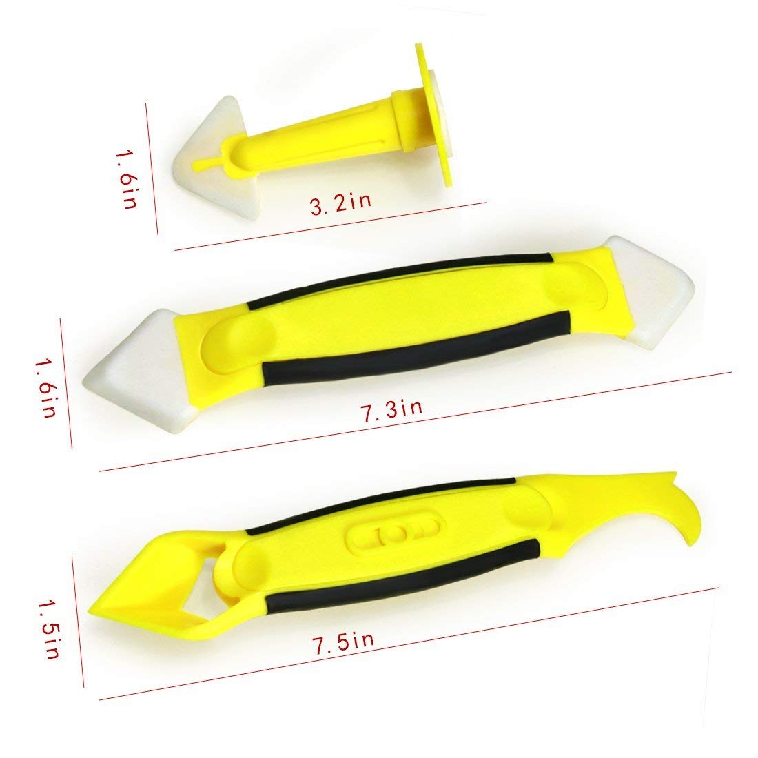 3 Pieces Caulking Tool Kit,Yellow Silicone Sealant Finishing and