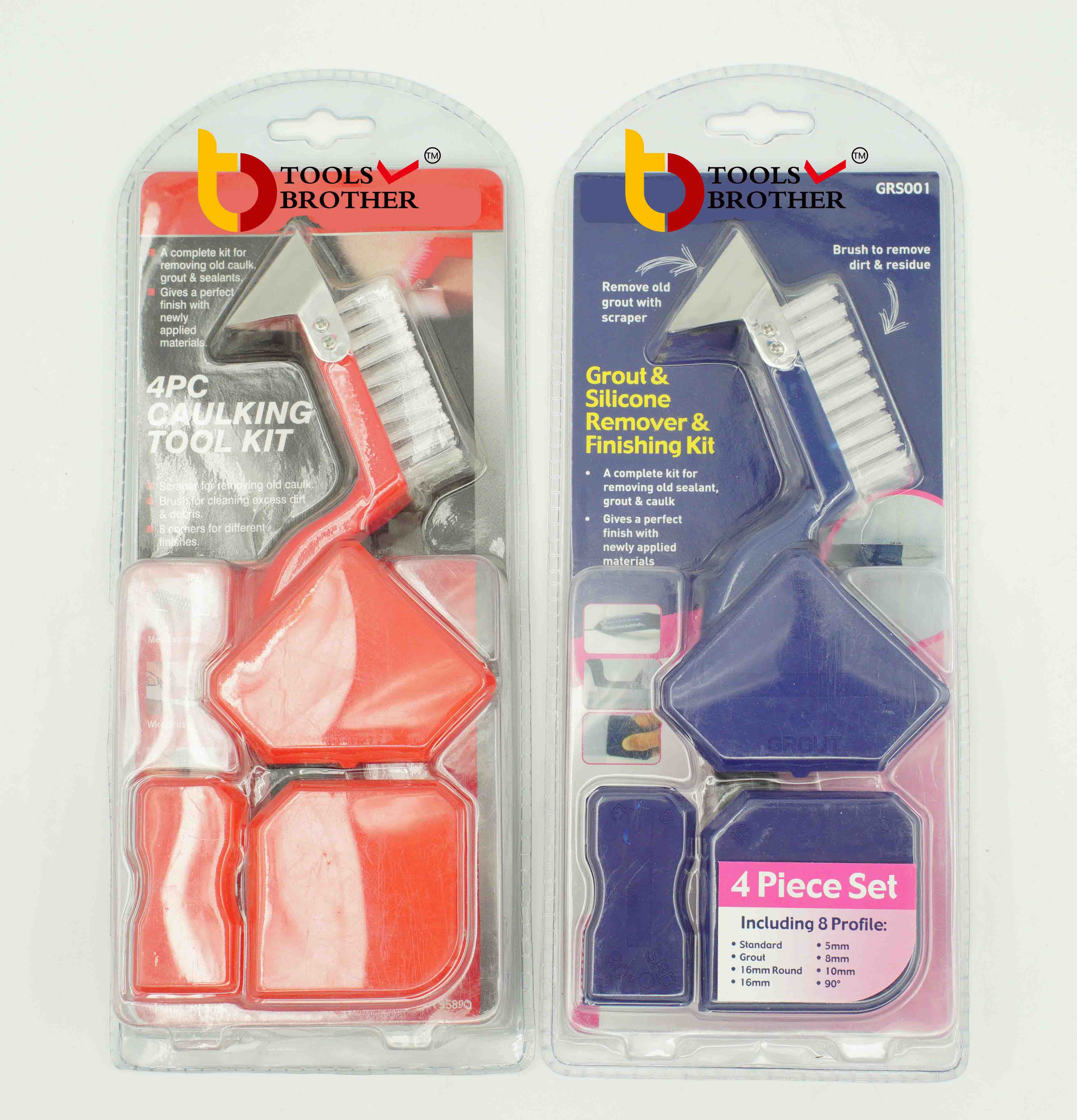 New 4pc Caulking Tool Set Grout & Corner Clean & Finishing Kit Brush
